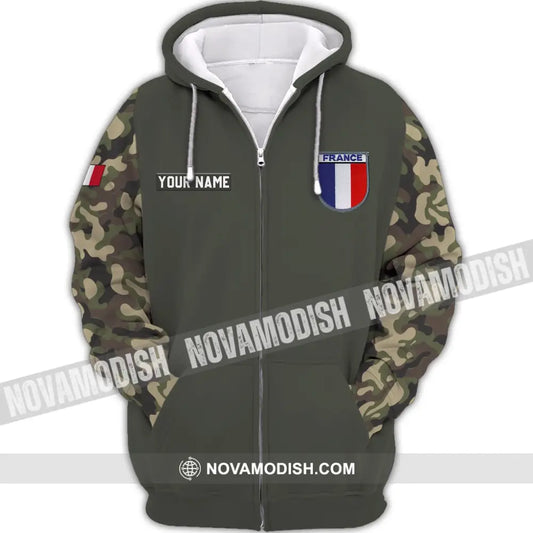 Unisex Shirt - Custom Name Shirt - France Logo Flag Color Shirt Zipper Hoodie / S T-shirt