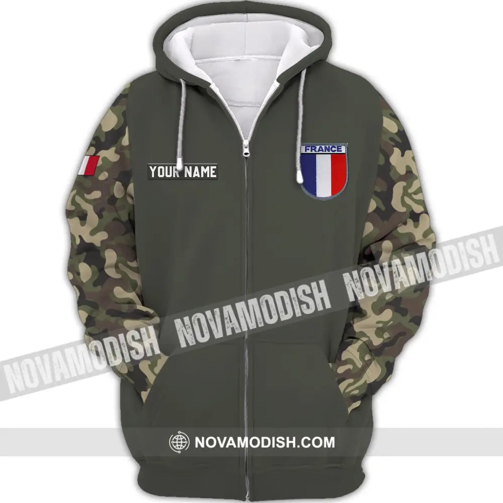 Unisex Shirt - Custom Name Shirt - France Logo Flag Color Shirt Zipper Hoodie / S T-shirt