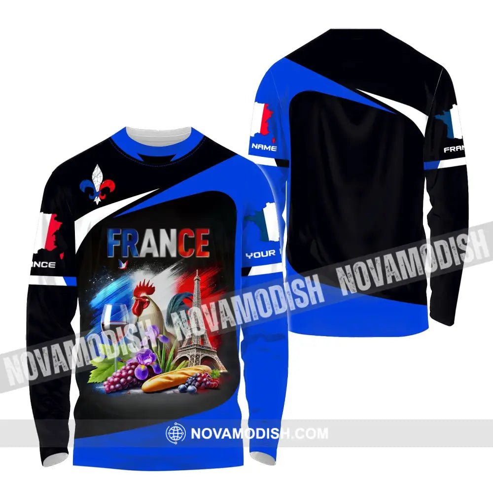 Unisex Shirt Custom Name France Love Polo Long Sleeve Gift / S T-Shirt