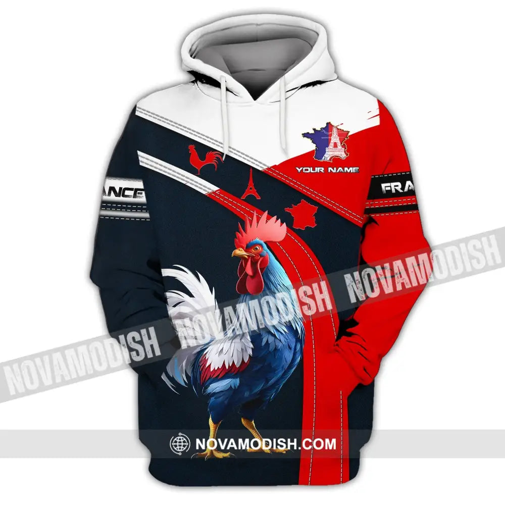Unisex Shirt - Custom Name Shirt - France Map France The Gallic Rooster Shirt Hoodie / S T-shirt
