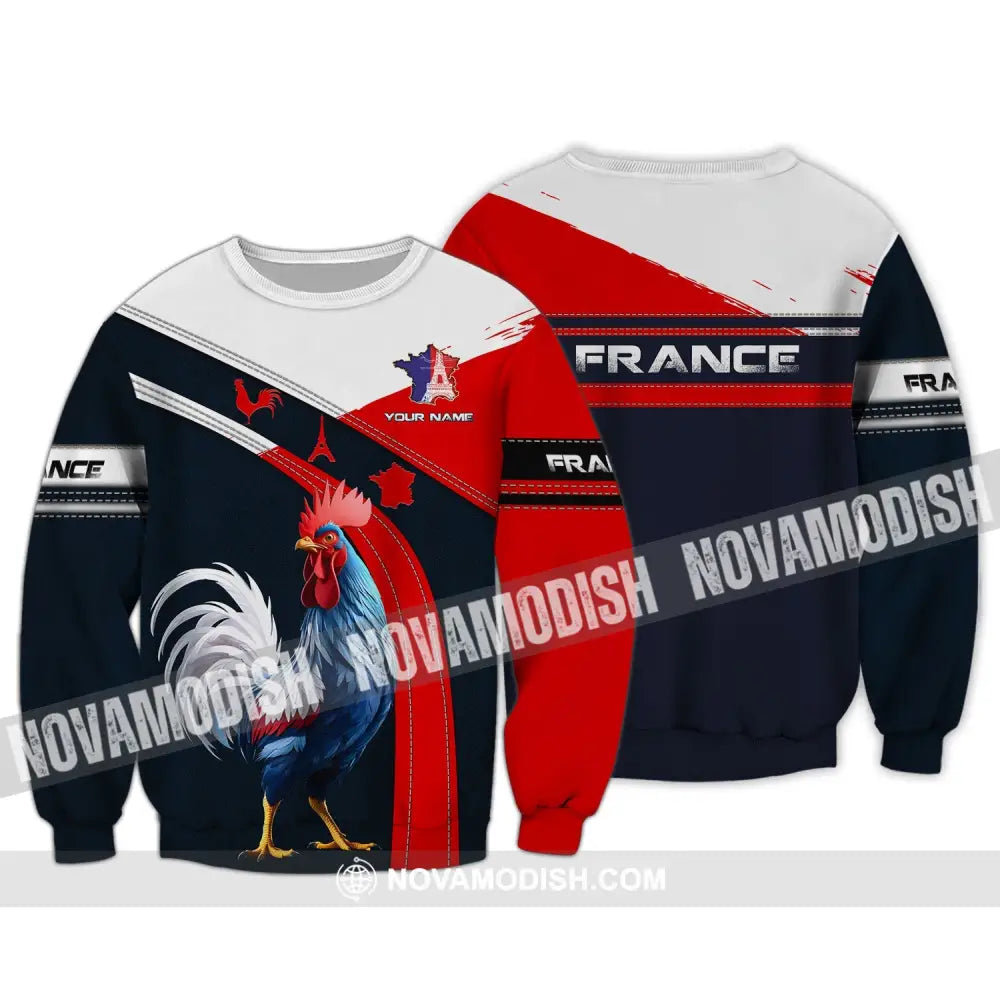 Unisex Shirt - Custom Name Shirt - France Map France The Gallic Rooster Shirt Long Sleeve / S T-shirt