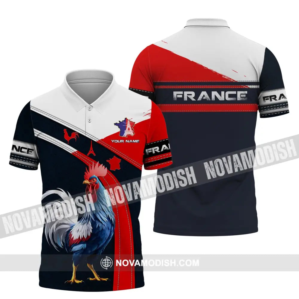 Unisex Shirt - Custom Name Shirt - France Map France The Gallic Rooster Shirt Polo Shirt / S T-shirt