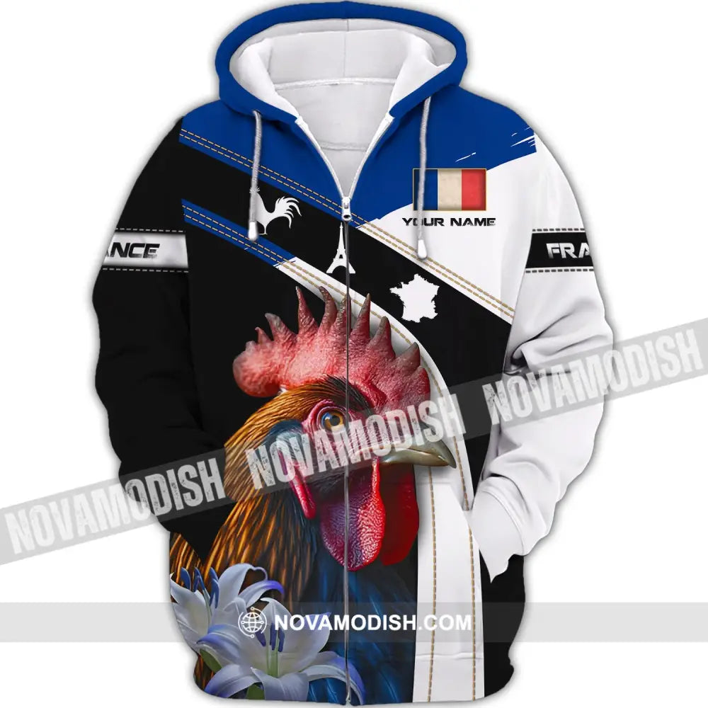 Unisex Shirt - Custom Name Shirt - France The Gallic Rooster Shirt Zipper Hoodie / S T-shirt