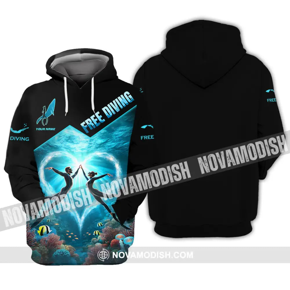 Unisex Shirt Custom Name Free Diving Gift Hoodie / S T-Shirt