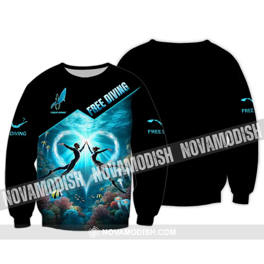 Unisex Shirt Custom Name Free Diving Gift Long Sleeve / S T-Shirt