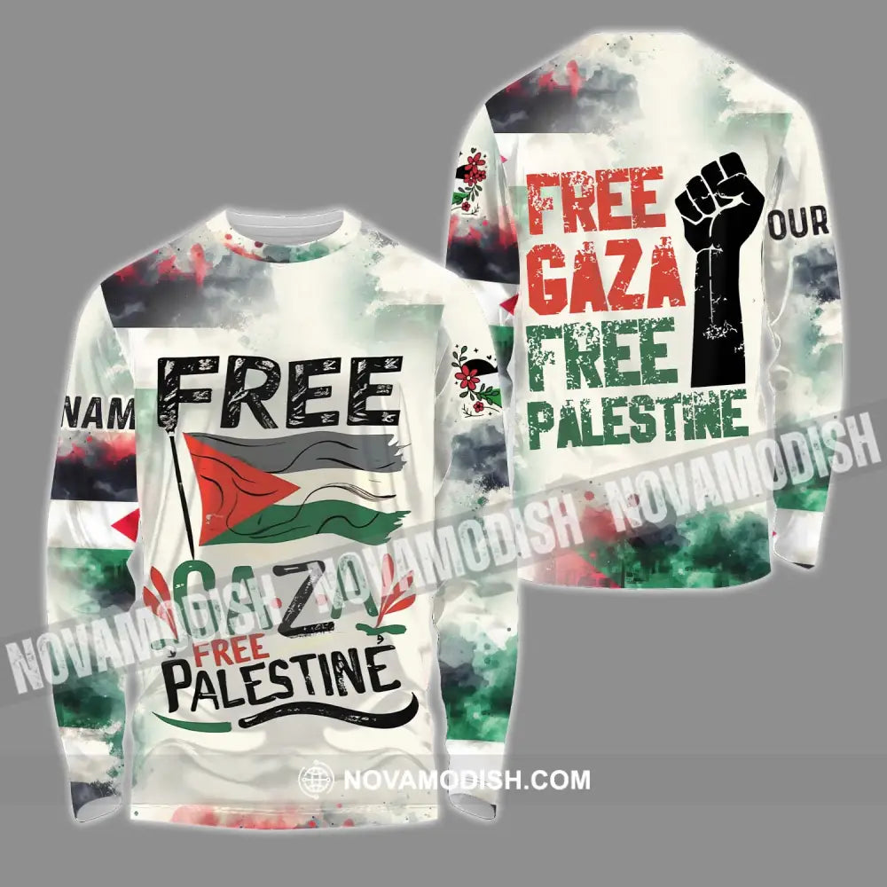 Unisex Shirt - Custom Name Shirt Free Gaza Free Palestine Long Sleeve Shirt / S T-shirt