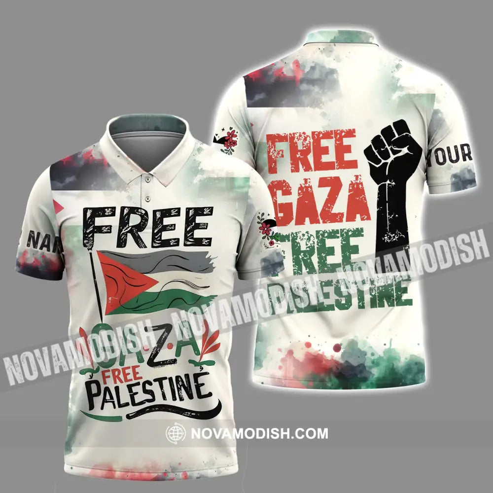 Unisex Shirt - Custom Name Shirt Free Gaza Free Palestine Polo Shirt / S T-shirt