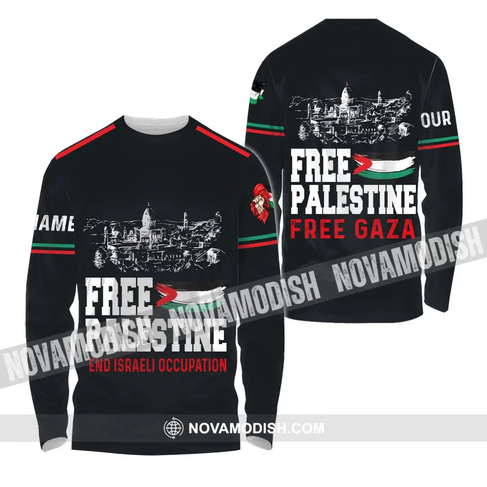 Unisex Shirt - Custom Name Free Palestine And Israeli Occupation Shirt Long Sleeve Shirt / S T-shirt
