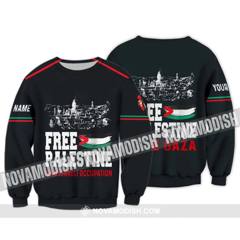 Unisex Shirt - Custom Name Free Palestine And Israeli Occupation Shirt Long Sleeve / S T-shirt