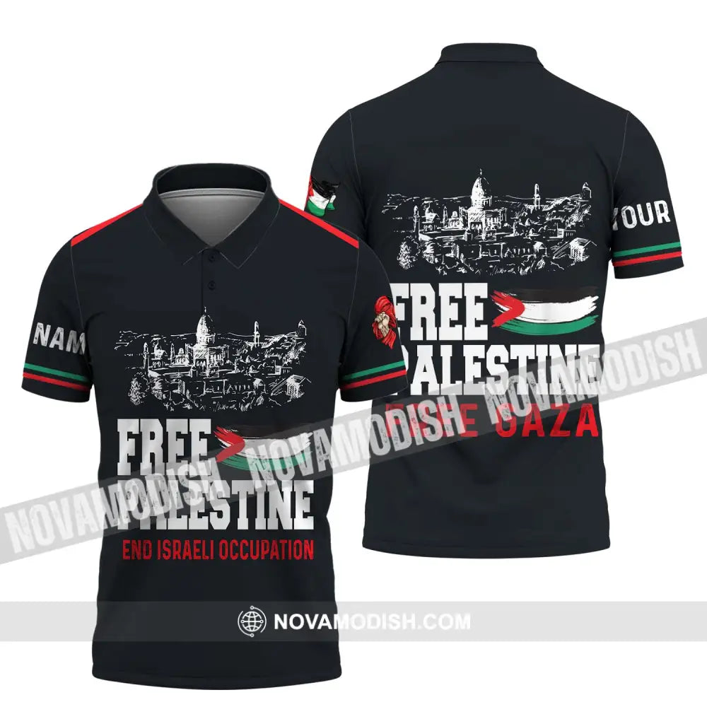 Unisex Shirt - Custom Name Free Palestine And Israeli Occupation Shirt Polo Shirt / S T-shirt