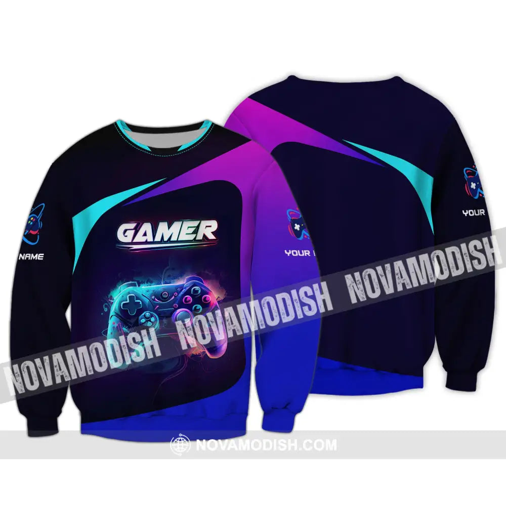 Unisex Shirt Custom Name Gamer T-Shirt Gift For Game Lover Long Sleeve / S T-Shirt