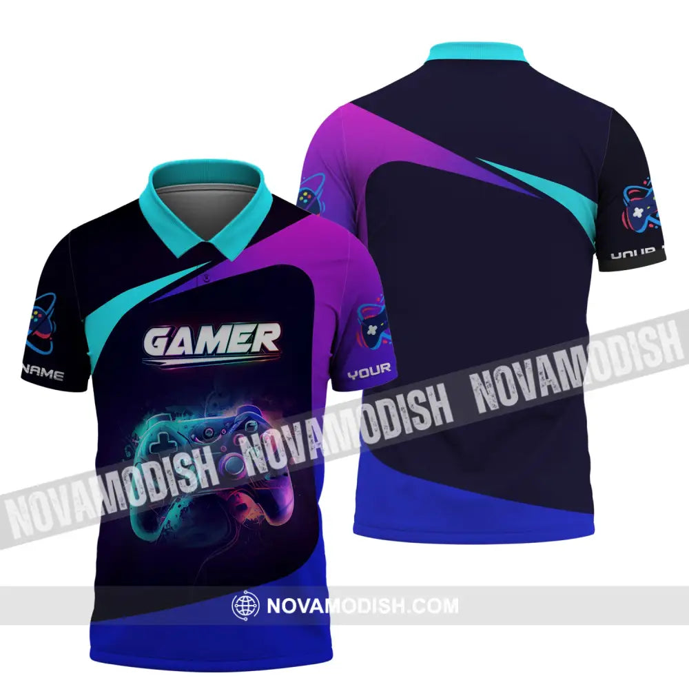 Unisex Shirt Custom Name Gamer T-Shirt Gift For Game Lover Polo / S T-Shirt