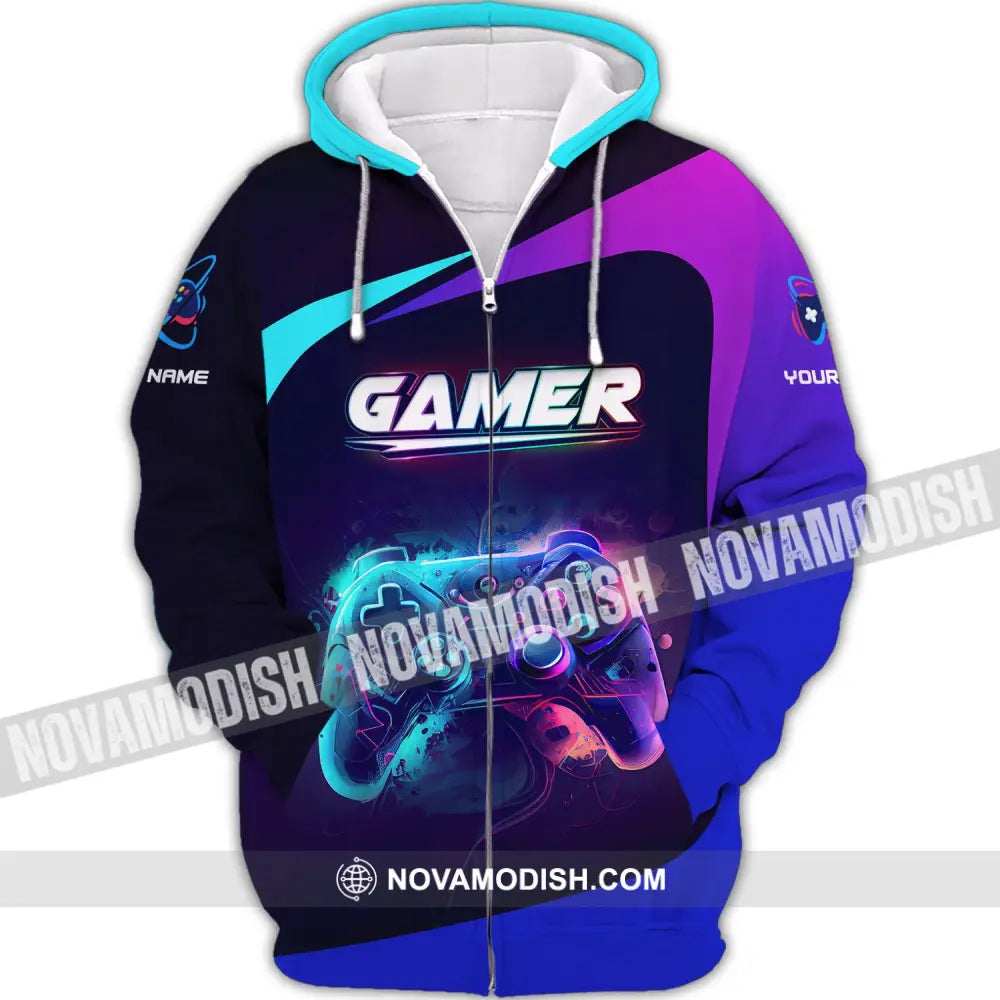 Unisex Shirt Custom Name Gamer T-Shirt Gift For Game Lover Zipper Hoodie / S T-Shirt