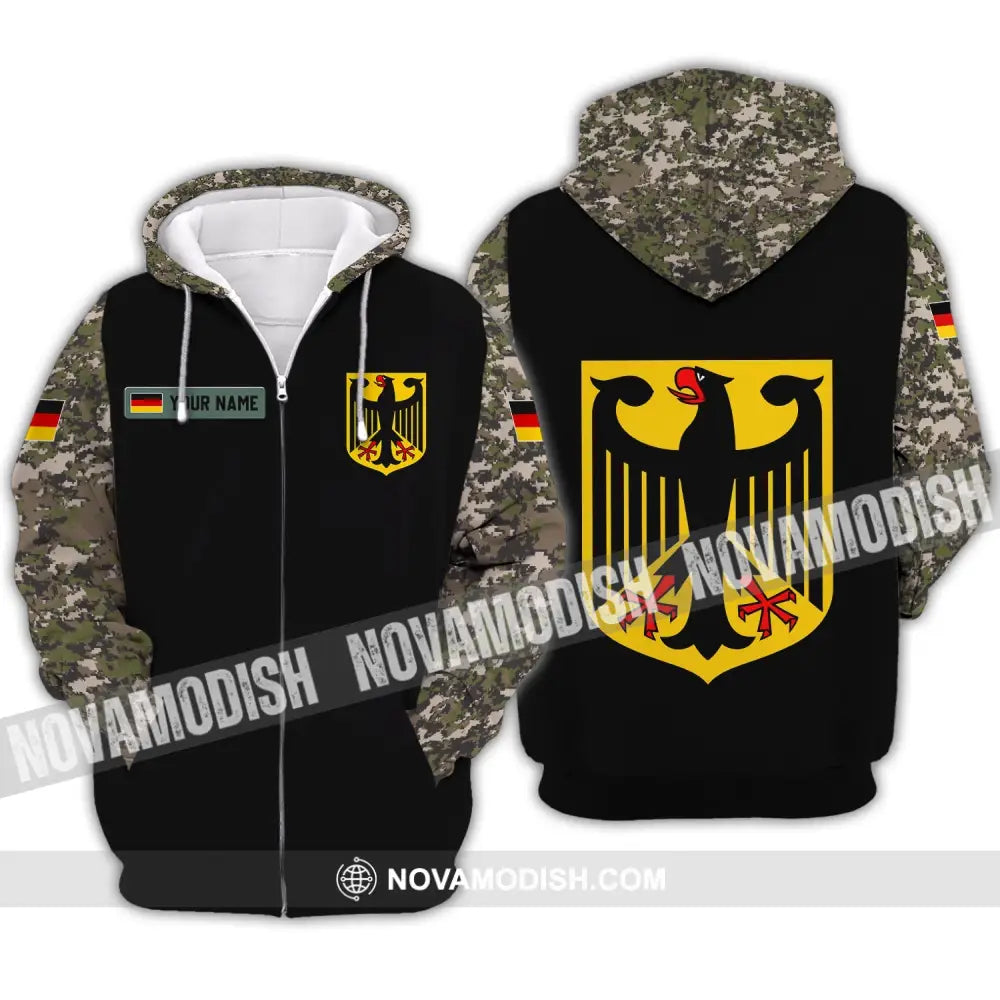 Unisex Shirt - Custom Name Shirt - Germany Army 3D Shirt Zipper Hoodie / S T-shirt
