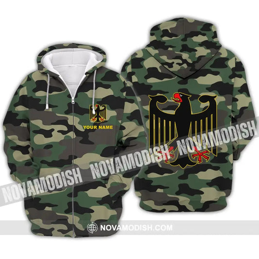 Unisex Shirt - Custom Name Shirt - Germany Camo All Over Shirt Zipper Hoodie / S T-shirt