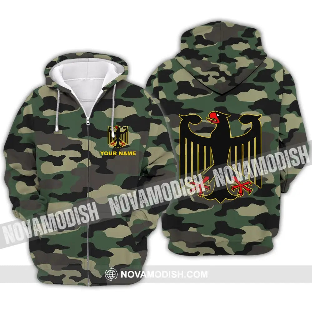 Unisex Shirt - Custom Name Shirt - Germany Camo All Over Shirt Zipper Hoodie / S T-shirt