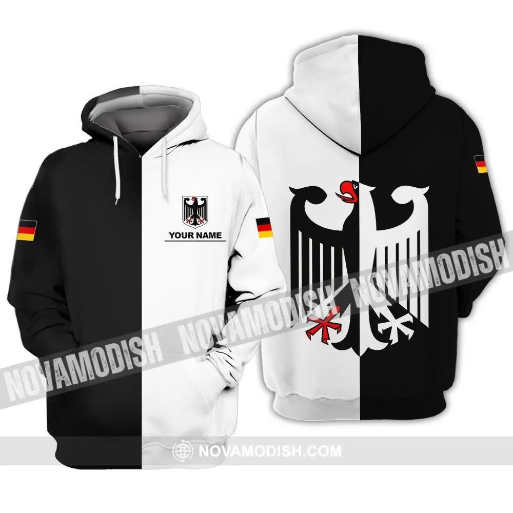 Unisex Shirt - Custom Name Shirt - Germany Deutschland Half Black Half White Sport Shirt Hoodie / S T-shirt