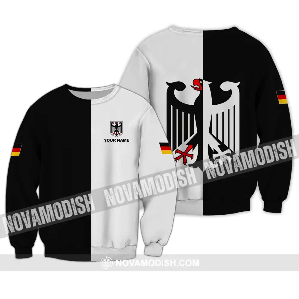 Unisex Shirt - Custom Name Shirt - Germany Deutschland Half Black Half White Sport Shirt Long Sleeve / S T-shirt