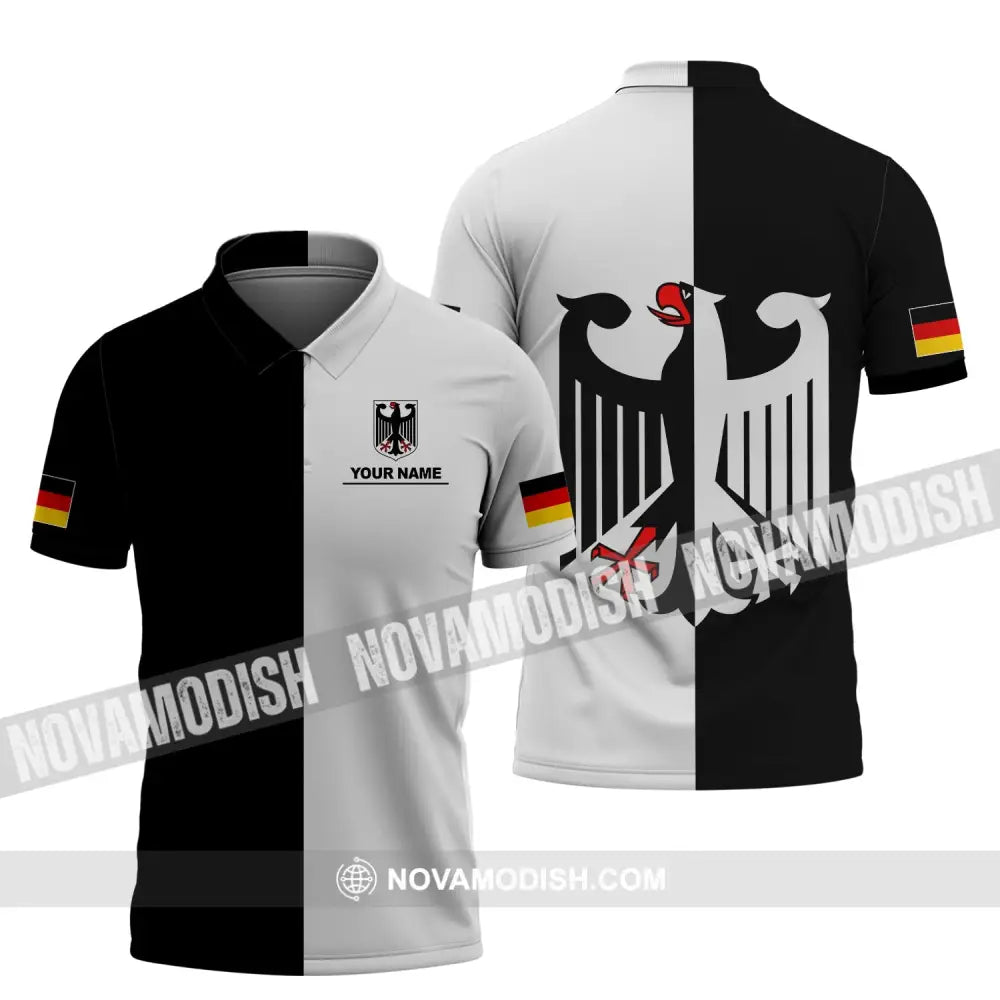Unisex Shirt - Custom Name Shirt - Germany Deutschland Half Black Half White Sport Shirt Polo Shirt / S T-shirt