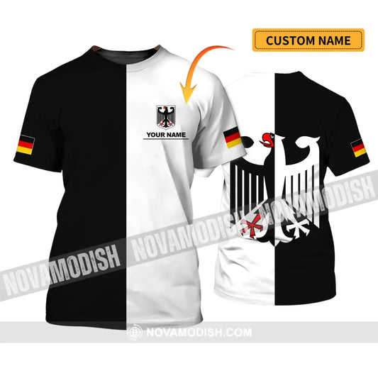 Unisex Shirt - Custom Name Shirt - Germany Deutschland Half Black Half White Sport Shirt T-shirt