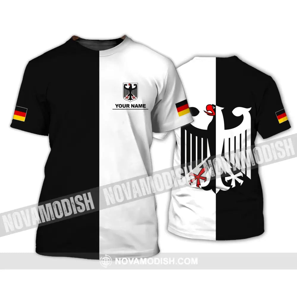 Unisex Shirt - Custom Name Shirt - Germany Deutschland Half Black Half White Sport Shirt T-Shirt / S T-shirt