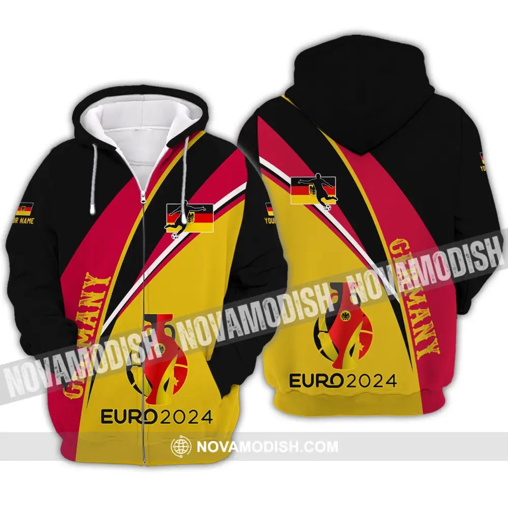 Unisex Shirt - Custom Name Shirt Germany Euro 2024 Flag Color Shirt Zipper Hoodie / S T-shirt
