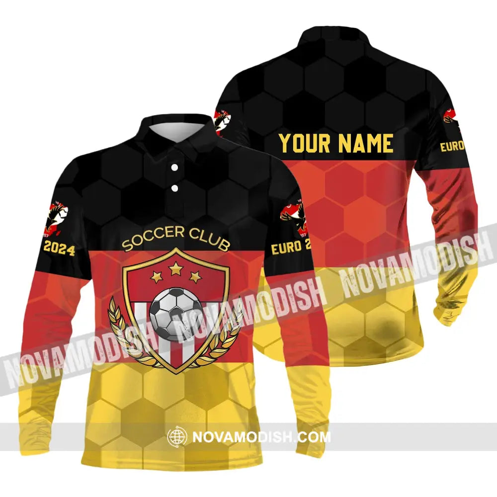 Unisex Shirt - Custom Name Shirt Germany Flag Color And Icon Long Sleeve Polo / S T-shirt