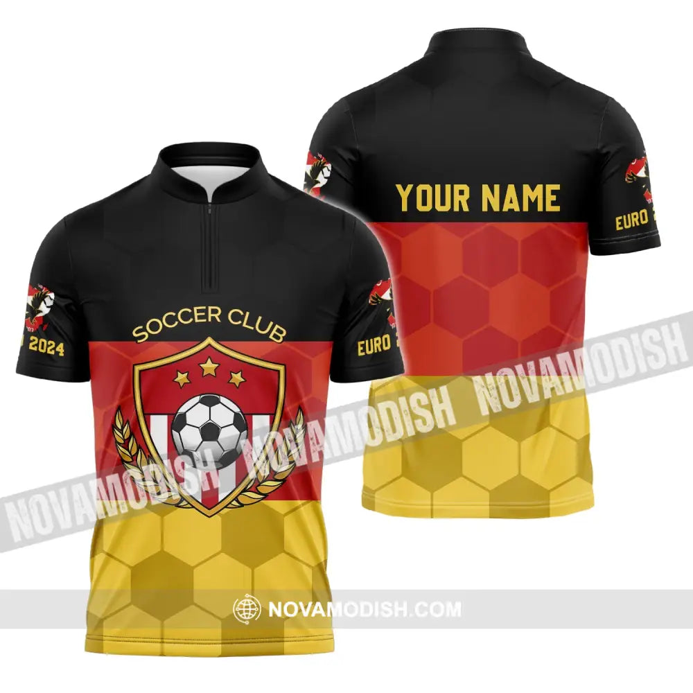 Unisex Shirt - Custom Name Shirt Germany Flag Color And Icon Zipper Polo Shirt / S T-shirt