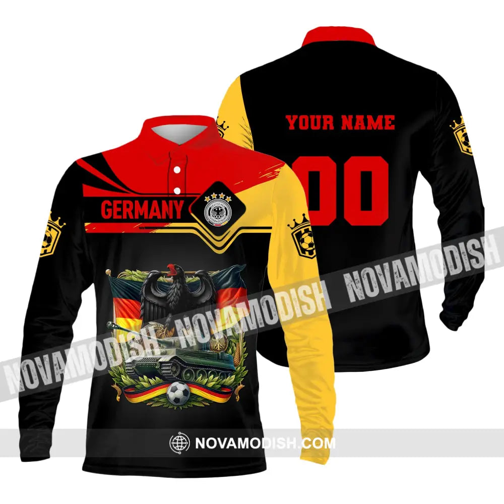 Unisex Shirt Custom Name Germany Football Polo Long Sleeve Soccer Lover / S T-Shirt