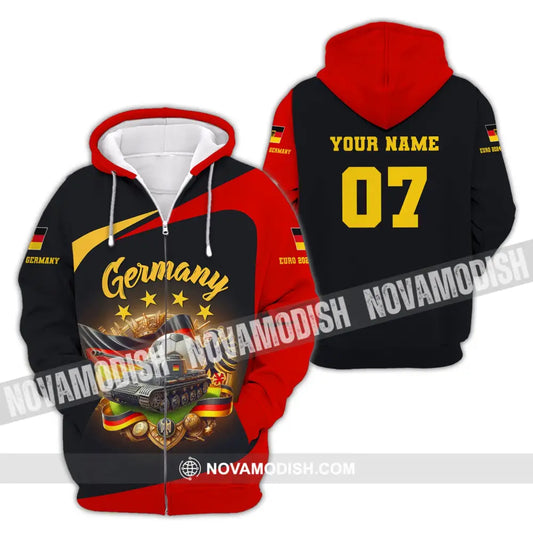 Unisex Shirt Custom Name Germany Football Polo Long Sleeve Soccer Lover Zipper Hoodie / S T-Shirt