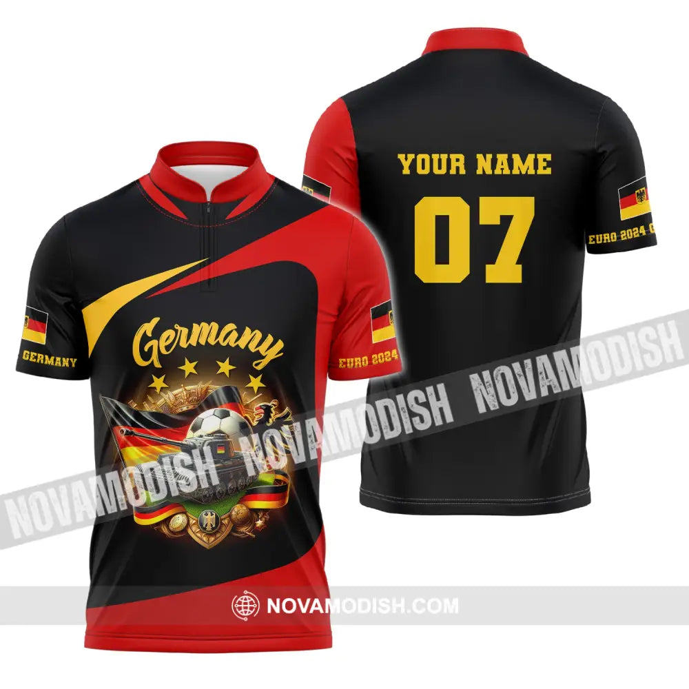 Unisex Shirt Custom Name Germany Football Polo Long Sleeve Soccer Lover Zipper / S T-Shirt