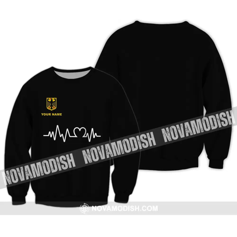 Unisex Shirt - Custom Name Shirt - Germany Heartbeat Name 3D Shirt Long Sleeve / S T-shirt