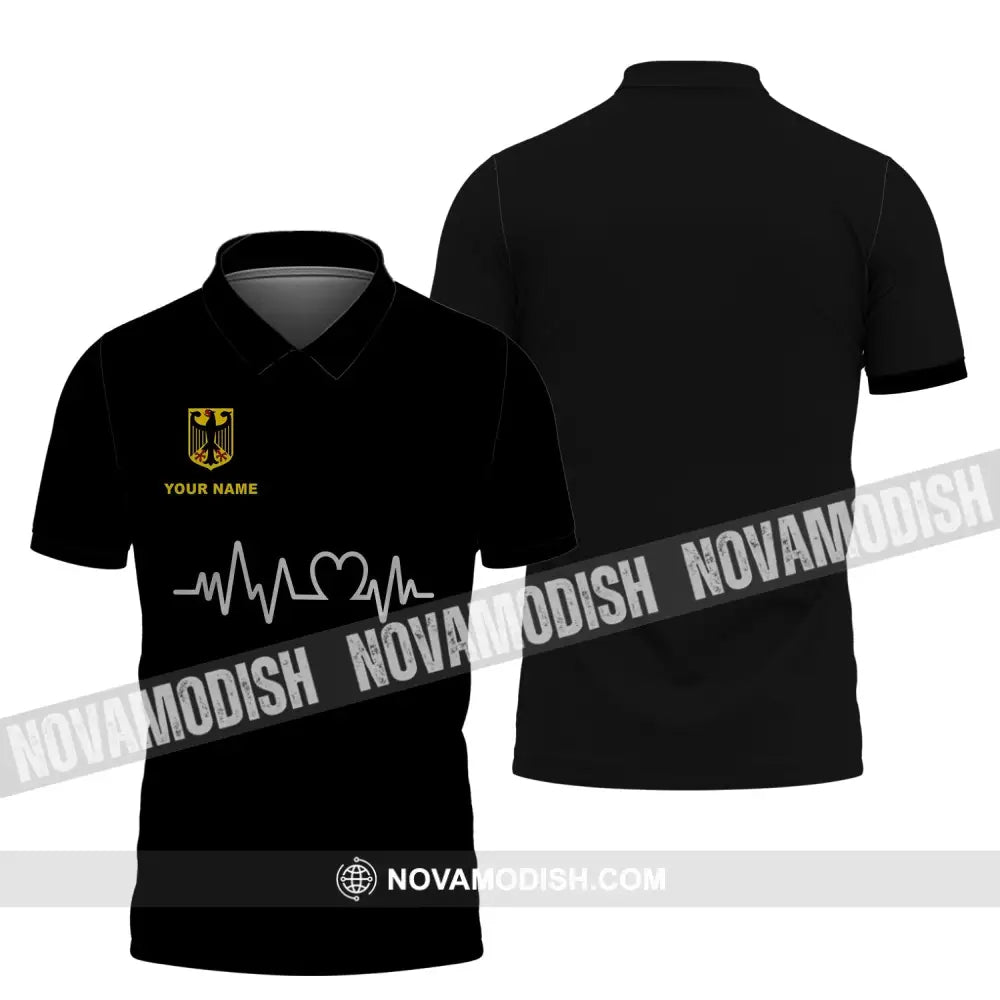 Unisex Shirt - Custom Name Shirt - Germany Heartbeat Name 3D Shirt Polo Shirt / S T-shirt