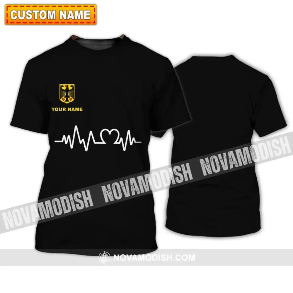 Unisex Shirt - Custom Name Shirt - Germany Heartbeat Name 3D Shirt T-shirt