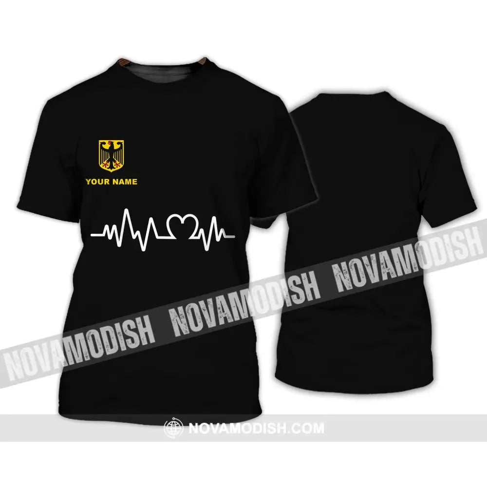 Unisex Shirt - Custom Name Shirt - Germany Heartbeat Name 3D Shirt T-Shirt / S T-shirt