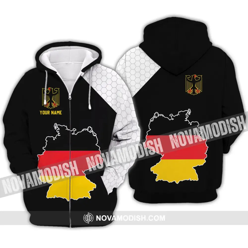 Unisex Shirt - Custom Name Shirt - Germany Map Version Shirt Zipper Hoodie / S T-shirt