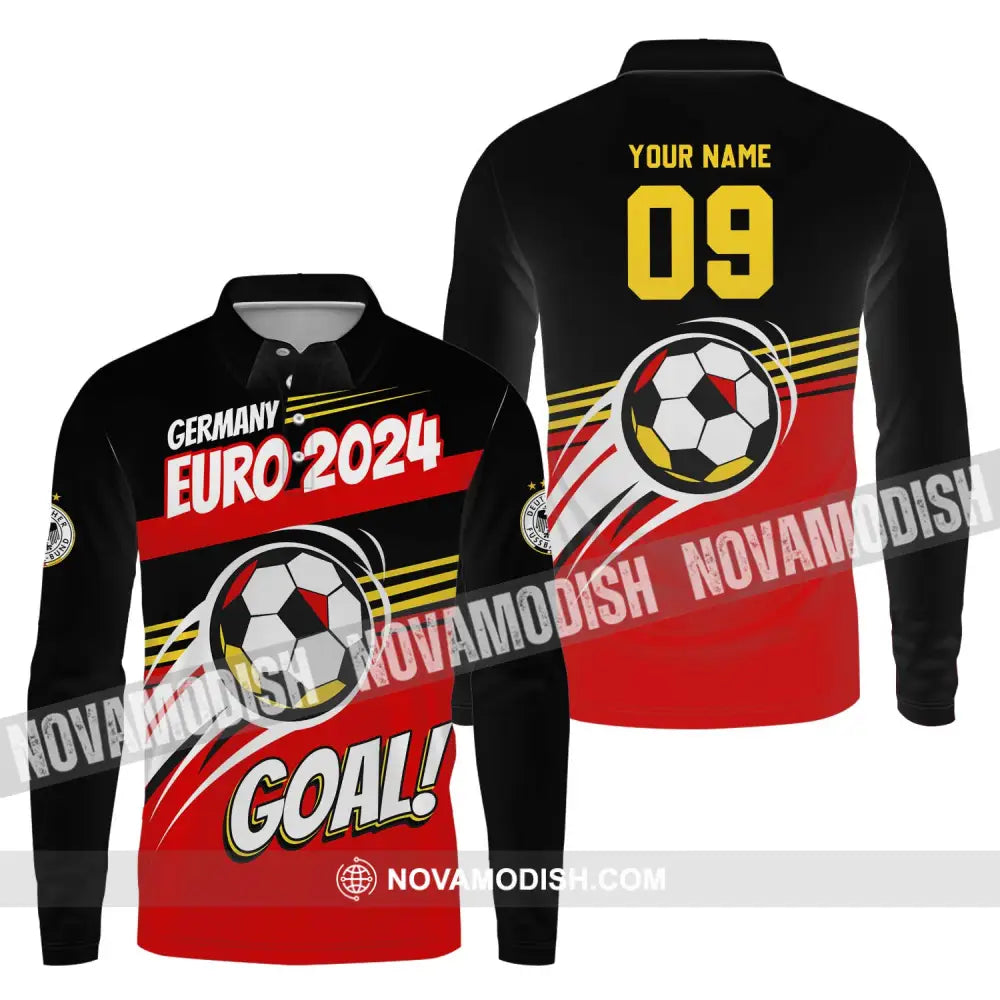 Unisex Shirt - Custom Name Shirt Germany National Team Euro 2024 Goal! Long Sleeve Polo / S T-shirt