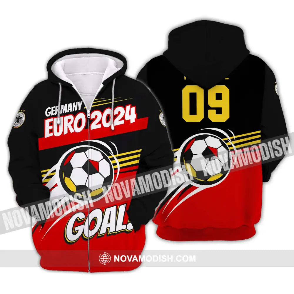 Unisex Shirt - Custom Name Shirt Germany National Team Euro 2024 Goal! Zipper Hoodie / S T-shirt