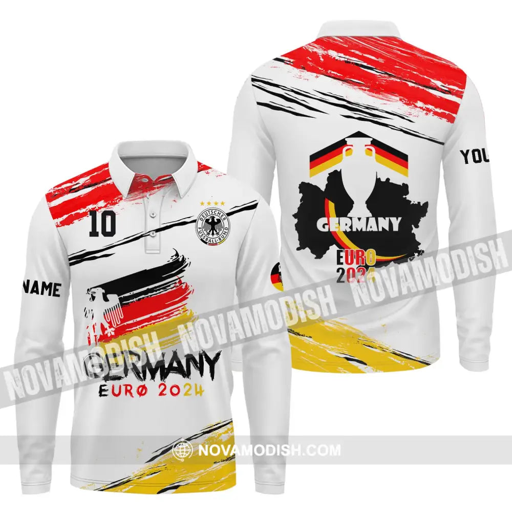 Unisex Shirt - Custom Name Shirt Germany National Team Euro 2024 Shirt Long Sleeve Polo / S T-shirt