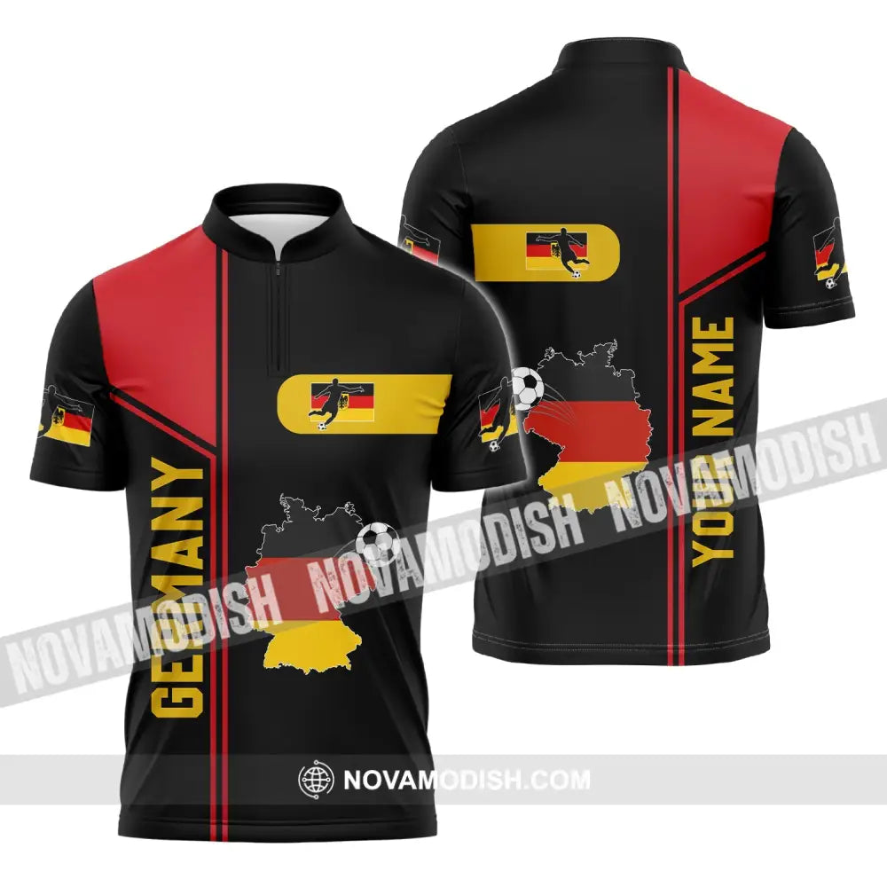 Unisex Shirt - Custom Name Shirt Germany National Team Map And Flag Color Shirt Zipper Polo Shirt / S T-shirt