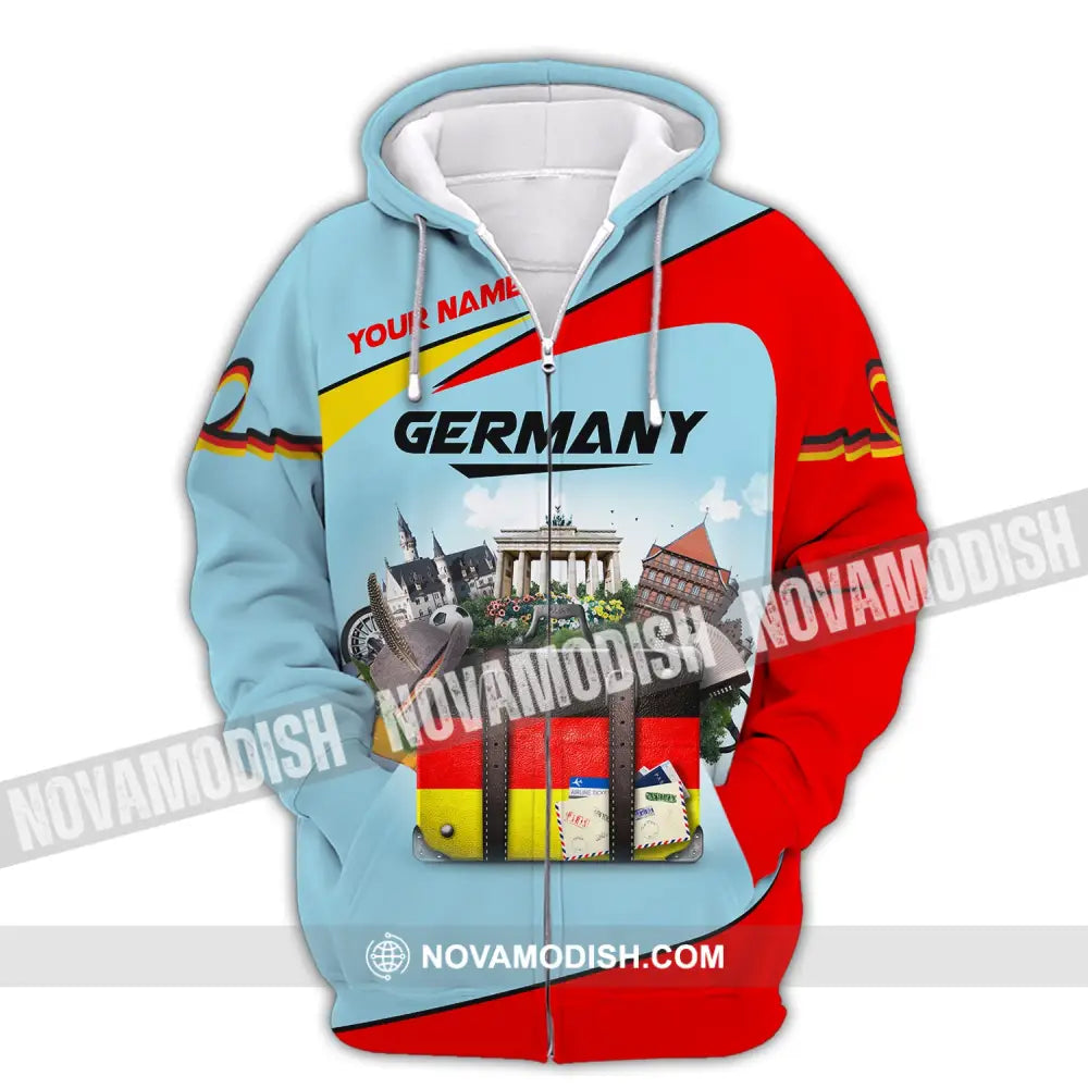 Unisex Shirt Custom Name Germany T-Shirt German Love Gift Zipper Hoodie / S