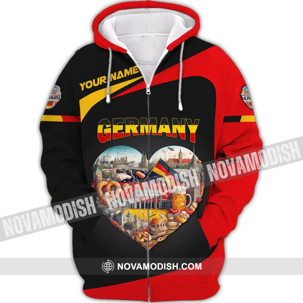 Unisex Shirt Custom Name Germany T-Shirt German Polo Love Zipper Hoodie / S