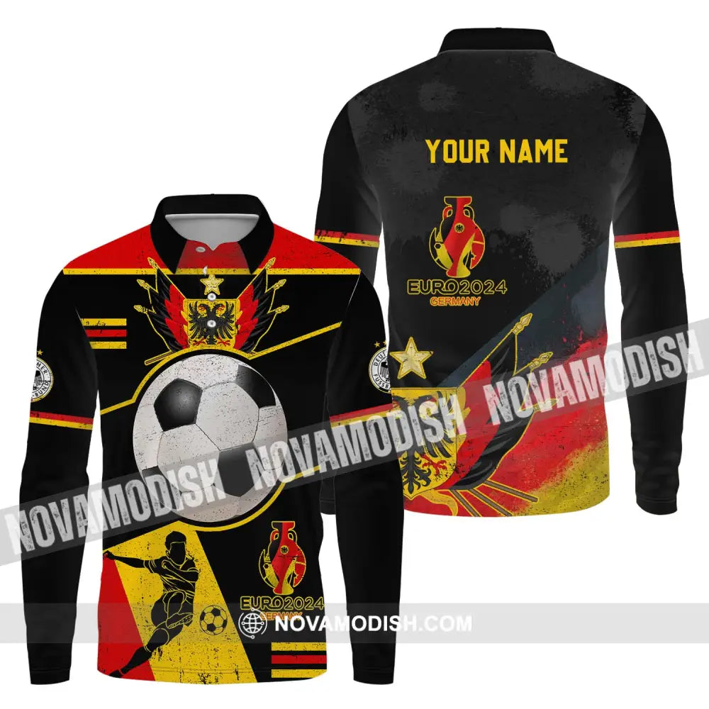 Unisex Shirt - Custom Name Shirt Germany Team Euro 2024 Long Sleeve Polo / S T-shirt