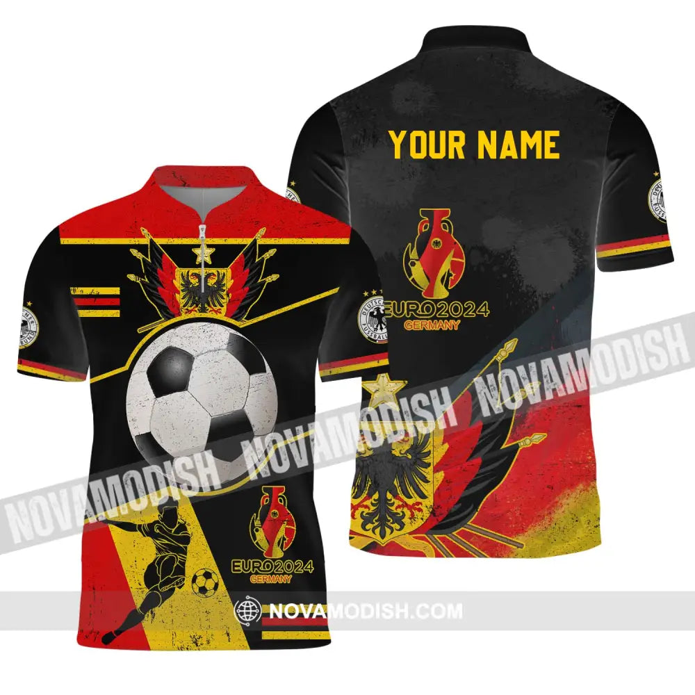 Unisex Shirt - Custom Name Shirt Germany Team Euro 2024 Zipper Polo Shirt / S T-shirt