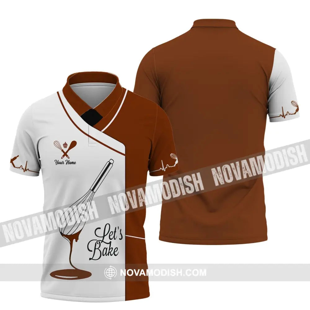 Unisex Shirt - Custom Name Shirt - Gift For Baker Kitchen Let’s Bake Custom Name Chef Shirt Polo Shirt / S T-shirt