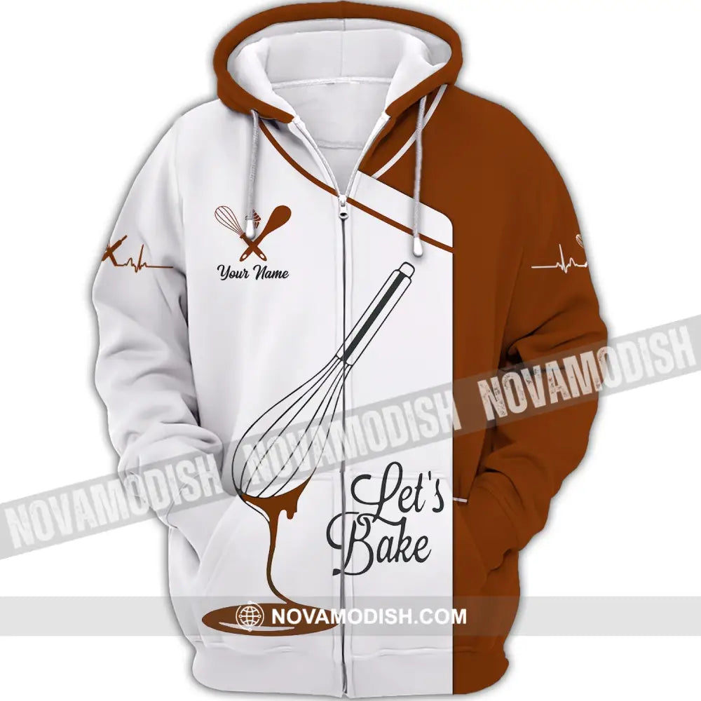 Unisex Shirt - Custom Name Shirt - Gift For Baker Kitchen Let’s Bake Custom Name Chef Shirt Zipper Hoodie / S T-shirt