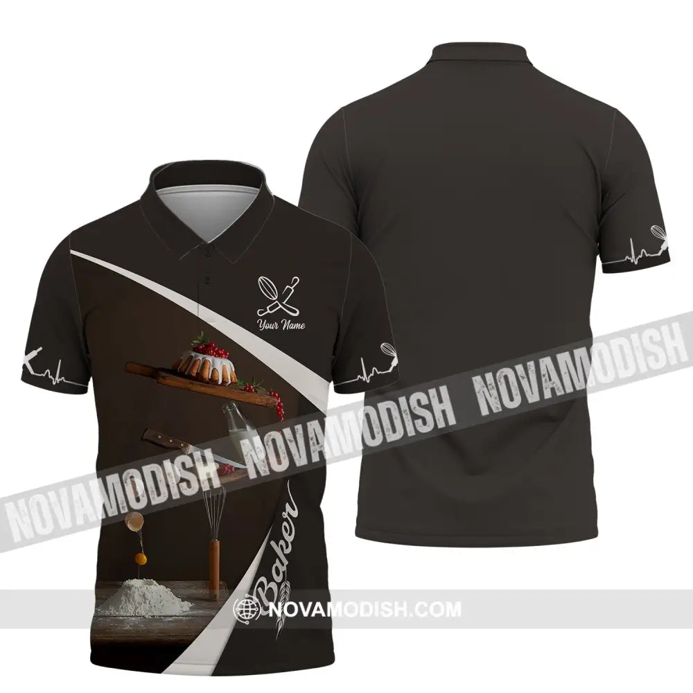Unisex Shirt - Custom Name Shirt - Gift For Baker Kitchen Making Cake Custom Name Chef Shirt Polo Shirt / S T-shirt