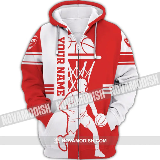 Unisex Shirt - Custom Name Shirt - Gift For Basketball Player Custom Name Basketball Star Shirt Zipper Hoodie / S