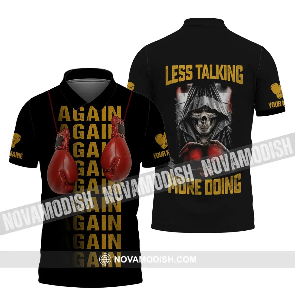 Unisex Shirt - Custom Name Shirt - Gift For Boxing Lover Less Talking More Doing Polo Shirt / S T-shirt