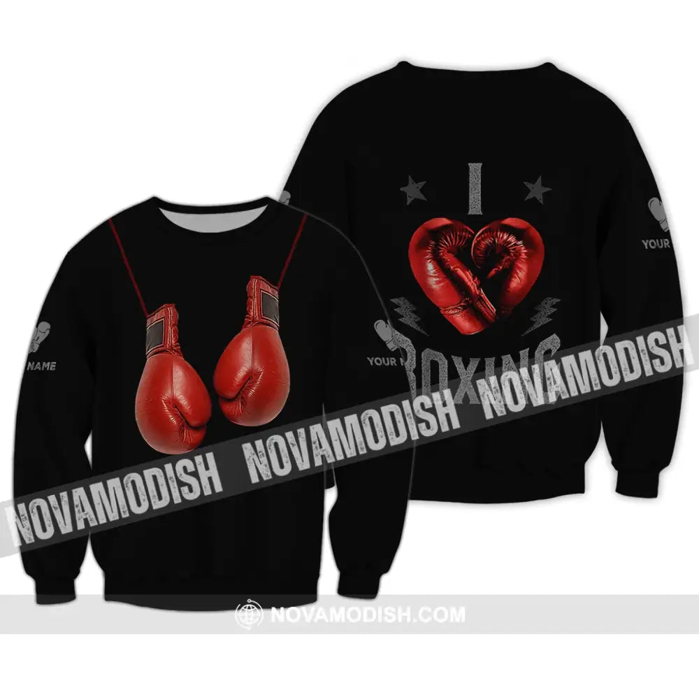 Unisex Shirt - Custom Name Shirt - Gift For Boxing Lover Custom Boxing Name Shirt Long Sleeve / S T-shirt